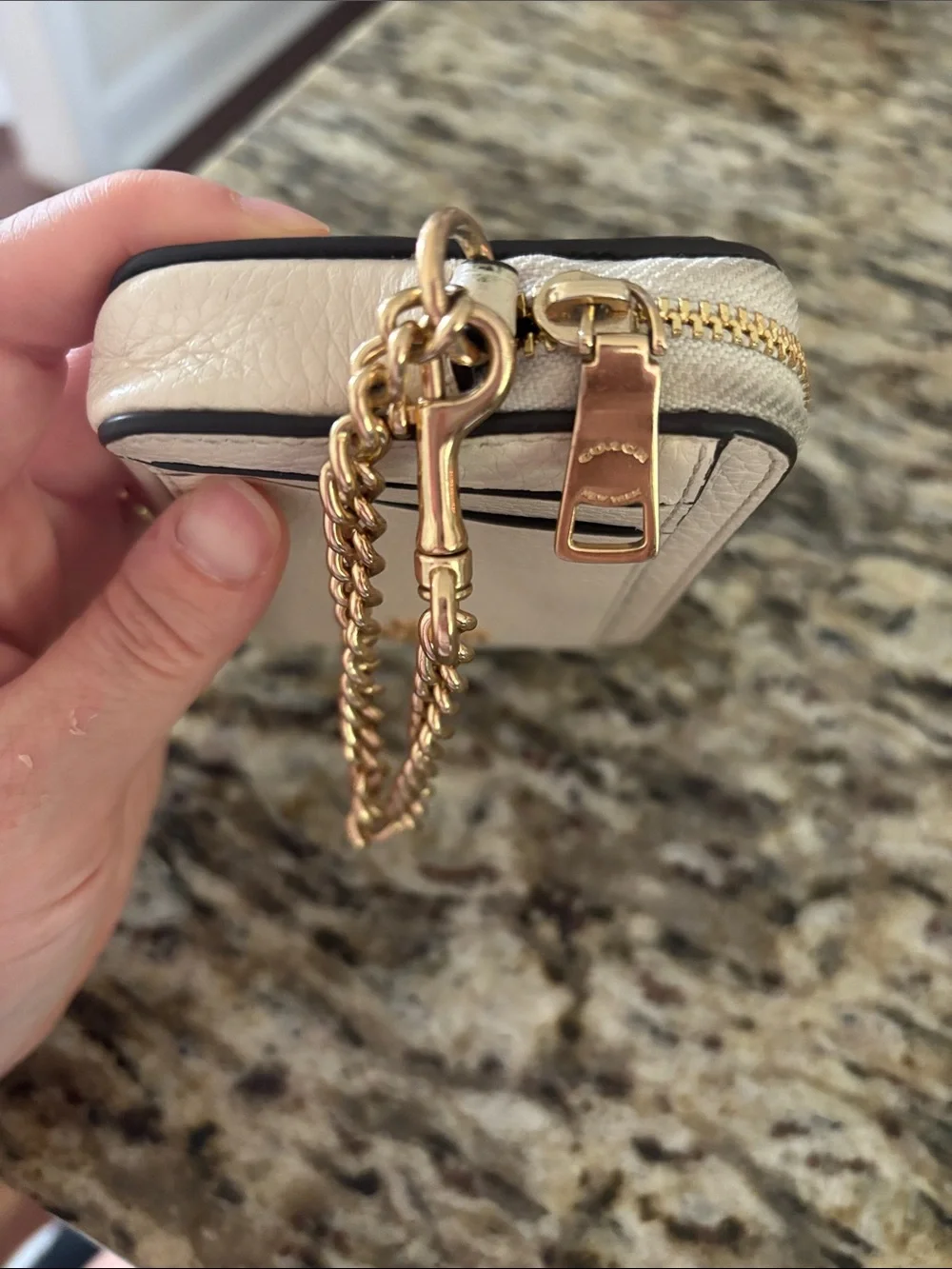 Coach pebbled leather zip card case
